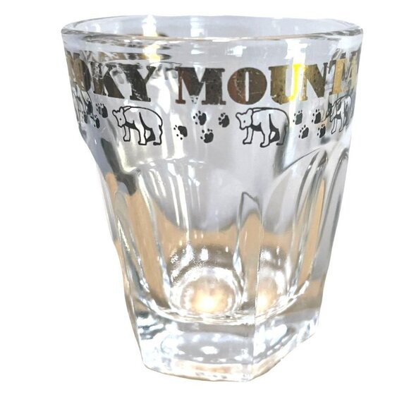 Shot Glass Great Smokey Mountains Bears Paneled Tourist Souvenir - Picture 2 of 2
